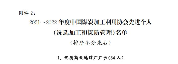 喜讯！选煤公司多个选煤厂荣获中国煤炭加工使用协会声誉表扬